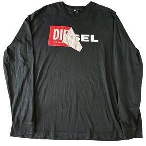 Vintage Diesel Peel Away Tear Off Double Logo Longsleeve Slim Shirt Size XLarge
